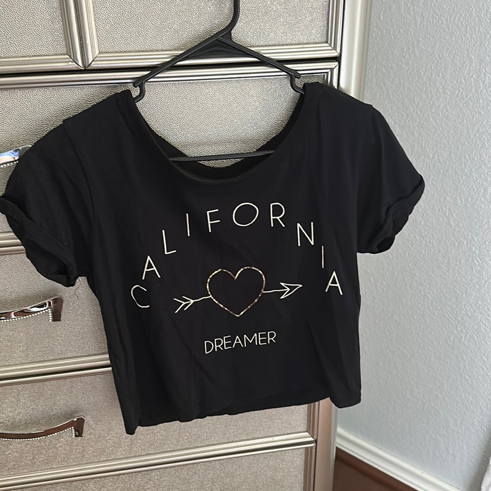 Size small black back cutout California dreamer crop top